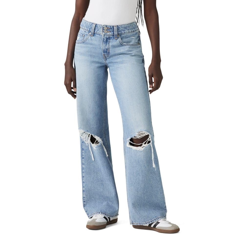 Levi’s Light Blue Wide-Leg Distressed Jeans